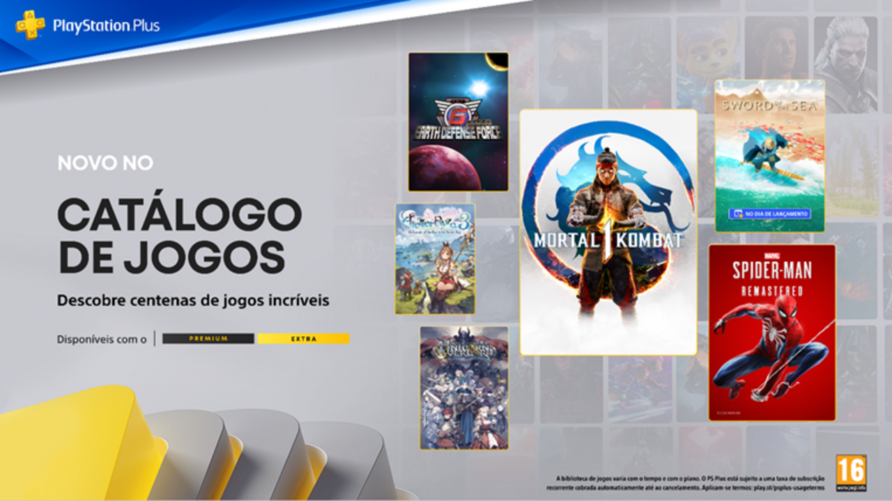 Catálogo de jogos PlayStation Plus com Mortal Kombat e Spider-Man