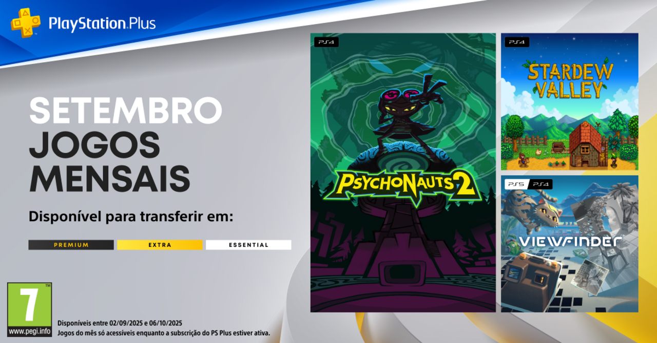Jogos de setembro no PS Plus: Psychonauts 2, Stardew Valley e Viewfinder
