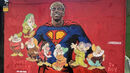 Mural de Lamine Yamal em Barcelona vandalizado com imagens dos Sete Anões