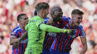 Jogadores do Crystal Palace festejam vitória sobre o Liverpool na Supertaça.

