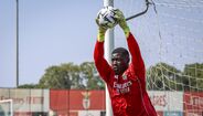 Samuel Soares no treino do Benfica