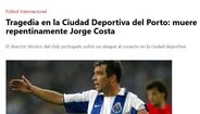 Sport: «Tragédia na Cidade desportiva do FC Porto: morre repentinamente Jorge Costa»