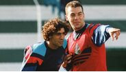 Rui Costa e Jorge Costa juntos num treino em 1993