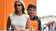Margarida Corceiro e Lando Norris à chegada ao paddock no Hungaroring