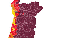 Mapa com risco de incêndio em Portugal continental