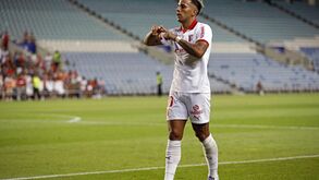 Zalazar festeja golo na partida entre Lincoln e Sp. Braga