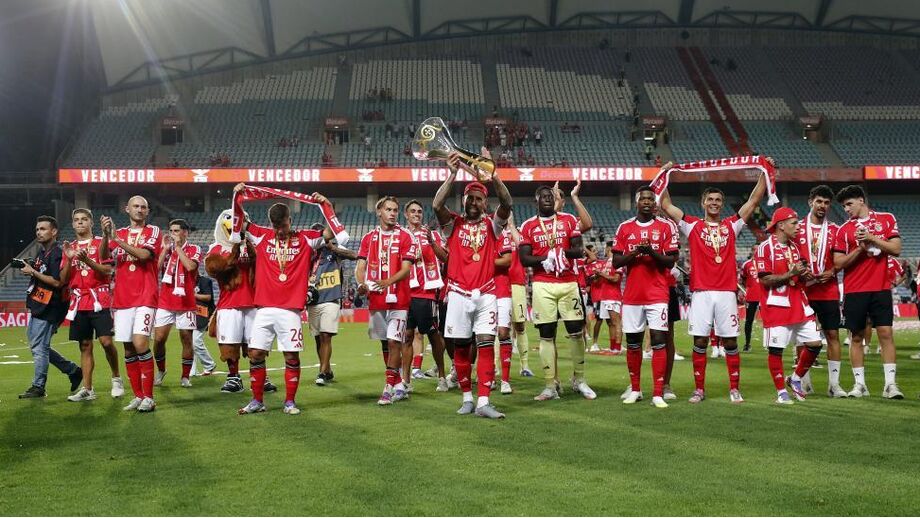 Festa dos jogadores do Benfica na Supertaça
