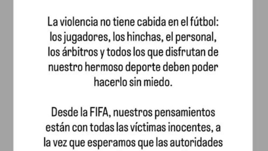 Infantino condena violência no jogo Independiente-U.Chile e apela a sanções