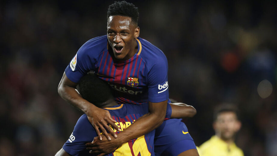 Yerry Mina com a camisola do Barcelona 