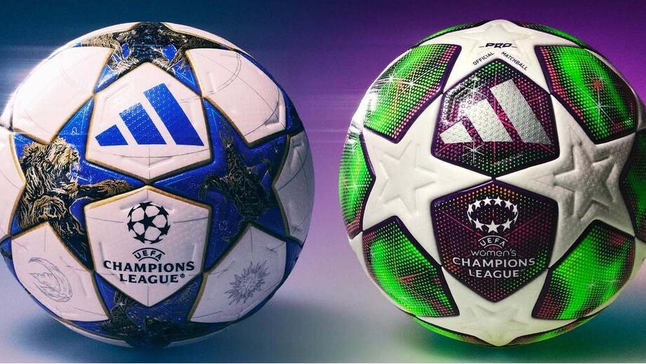 A bola da Adidas em tons de verde e azul