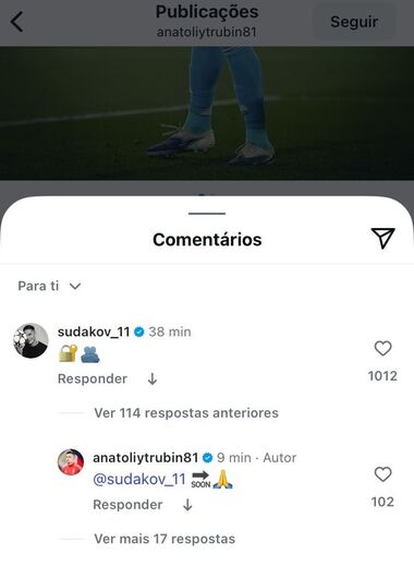 Trubin responde a Sudakov com um 'em breve' nas redes sociais