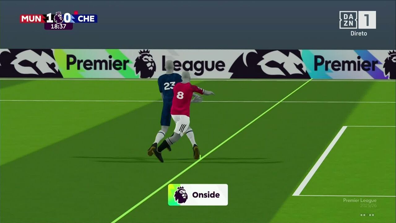 A imagem que o VAR utilizou para mostrar que o golo de Bruno Fernandes era válido