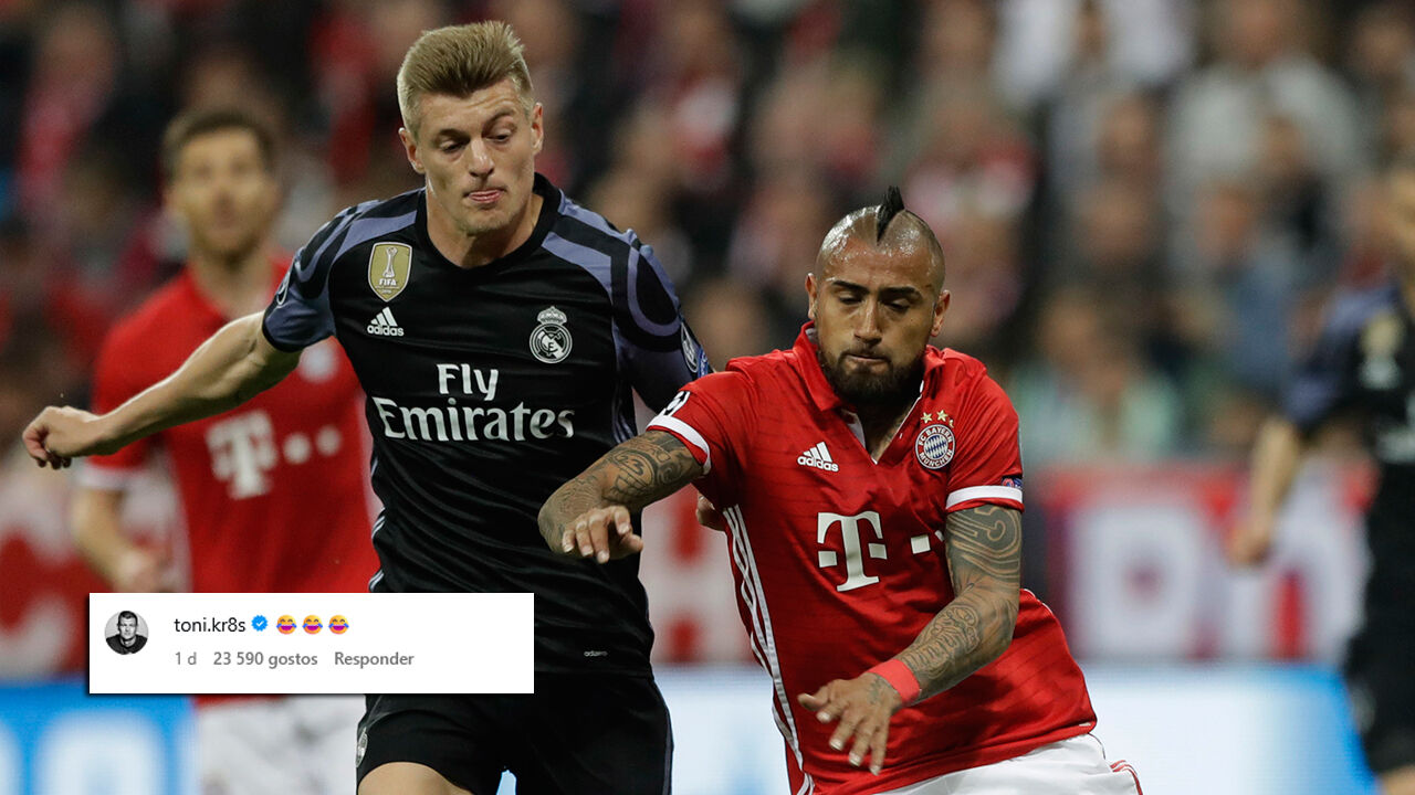 Kroos reage com emojis a declarações de Vidal sobre ensinamentos no futebol