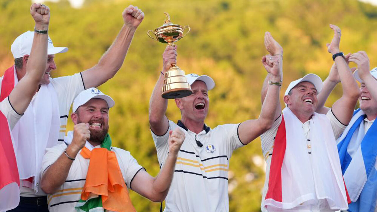 Equipa europeia celebra vitória na Ryder Cup em Nova Iorque, com destaque para Rory McIlroy