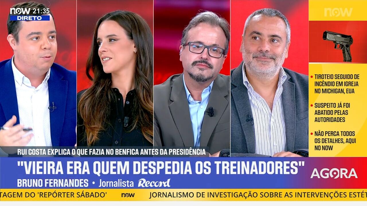 Record na Hora teve apresentação de Andreia Candeias e comentários de Sérgio Krithinas, Vítor Pinto e Bruno Fernandes