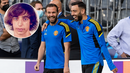 Juan Mata e Bruno Fernandes durante o treino do Manchester United