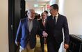 Pedro Proença com Isaltino Morais na Cidade do Futebol