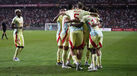 Jogadores da Espanha a festejar