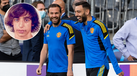 Juan Mata e Bruno Fernandes durante o treino do Manchester United