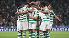 Jogadores do Sporting a festejar