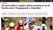 Jornal 'Mundo Deportivo' - «O temível Angliru decide o resultado da Vuelta entre Vingegaard e Almeida»