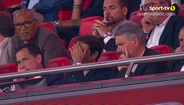 Rui Costa nem queria acreditar no que estava a ver: a reação do presidente do Benfica após o 3.º golo do Qarabag