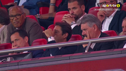 Rui Costa nem queria acreditar no que estava a ver: a reação do presidente do Benfica após o 3.º golo do Qarabag
