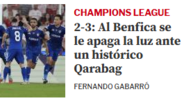 O que diz a imprensa internacional sobre a 'histórica' derrota do Benfica frente ao Qarabag
