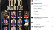 Neymar critica posição de Raphinha na Bola de Ouro