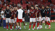 Jogadores do Benfica no aquecimento