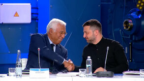 Zelensky e Costa juntos no Congresso Ucraniano das autoridades locais e regionais 