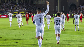 Cristiano Ronaldo celebra golo na partida Arménia-Portugal