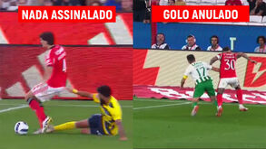 Lance de jogo de futebol termina sem falta e outro com golo anulado