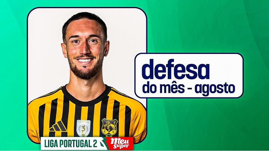 Dylan Collard é o defesa do mês de agosto na 2ª Liga