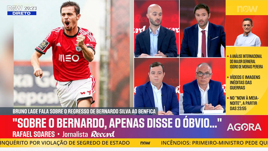 Conferência de imprensa do treinador do Benfica em análise no programa 'Record na Hora'
