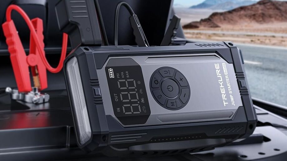 Gadget multifuncional TREKURE: bateria, compressor, lanterna e powerbank.