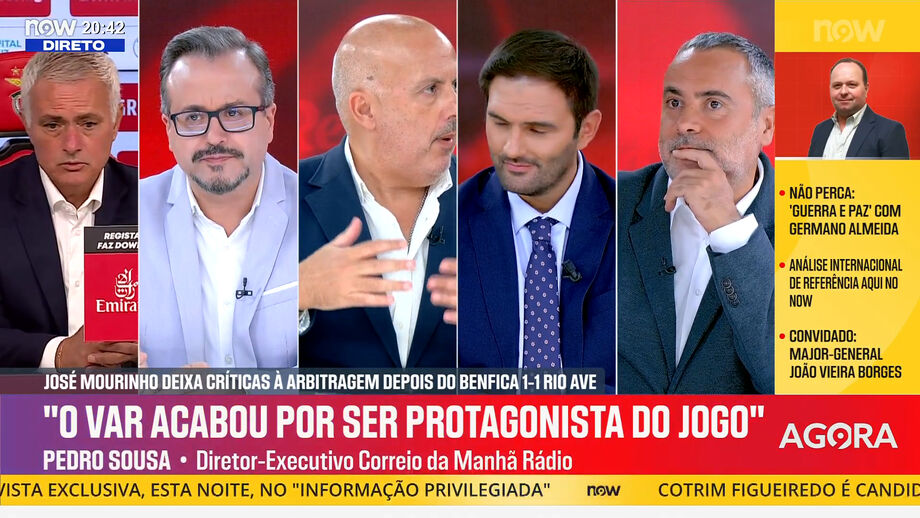 Sérgio Krithinas, Vítor Pinto e Pedro Sousa em debate no programa 'Record na Hora'
