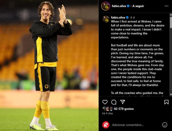 O post de Fábio Silva a 29 de agosto...