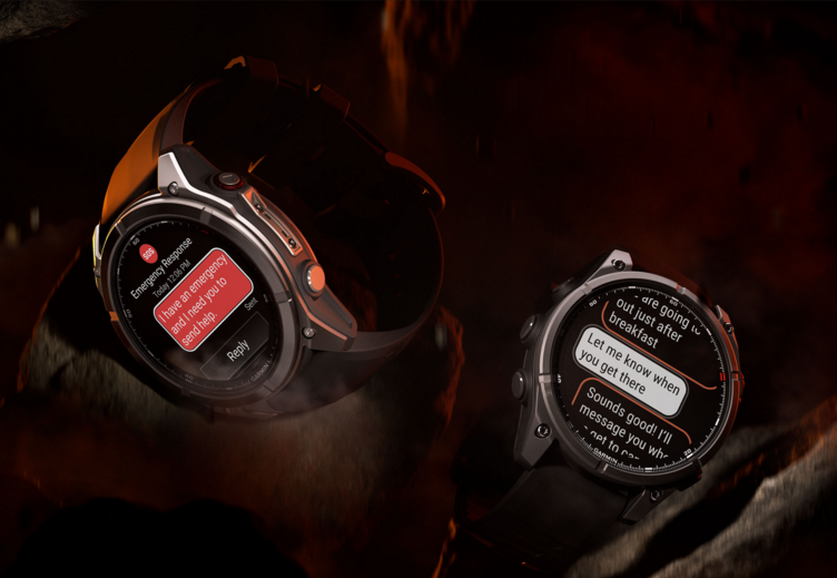 Relógios Garmin mostram mensagens de emergência e comunicação