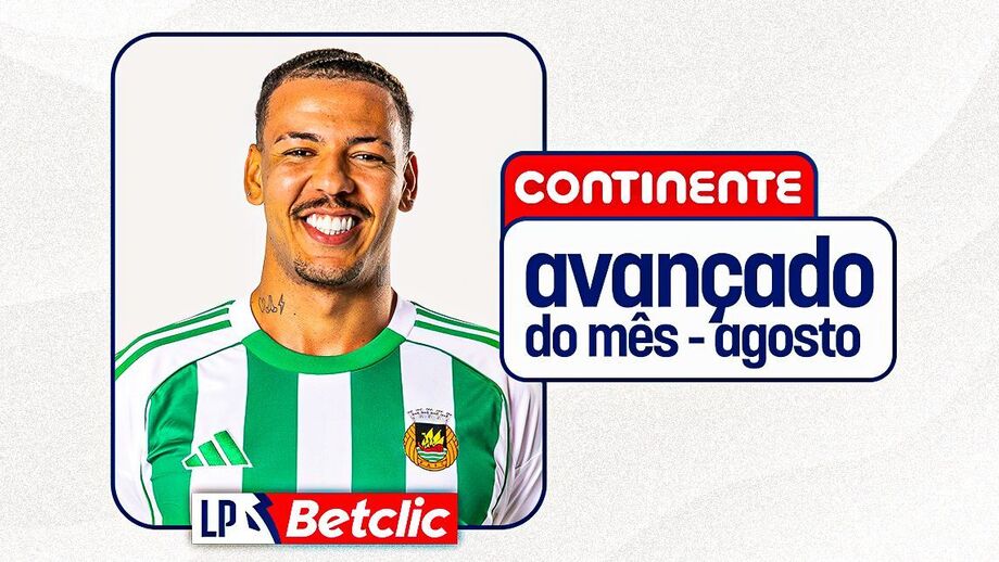 Clayton eleito o melhor avançado do mês de agosto da Liga Portugal Betclic