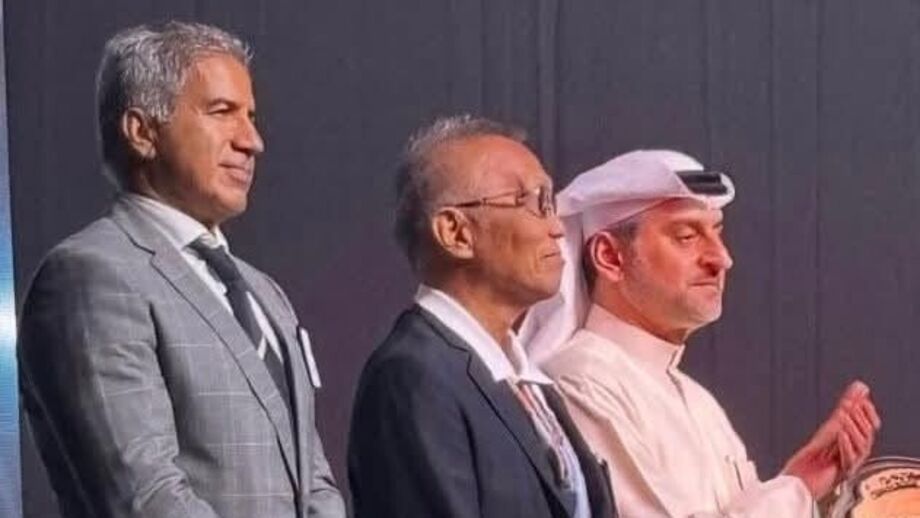 Carlos Ramjanali, CEO WAKO PRO, Ishi Kancho, fundador K1GP, e Ali Bin Ali Khou, da Federacao de kickboxing e muay thai dos Emirados Arabes Unidos
