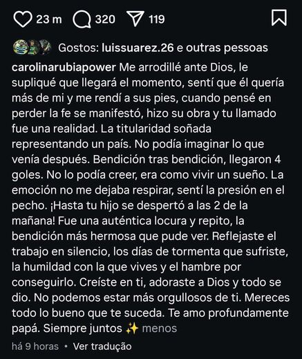 A mensagem que a mulher de Suárez dedicou ao jogador do Sporting
