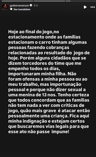 Guarda-redes do Atlético Mineiro denuncia assédio sexual à filha de 13 anos por adeptos do clube