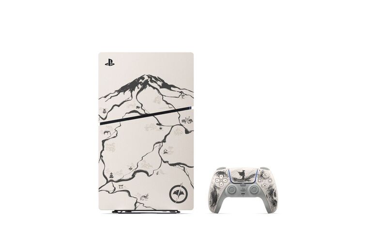 PlayStation 5 edição limitada Ghost of Yōtei com design único e dourado