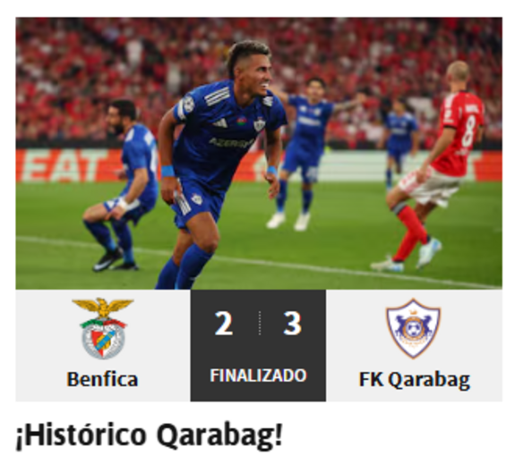 O que diz a imprensa internacional sobre a 'histórica' derrota do Benfica frente ao Qarabag