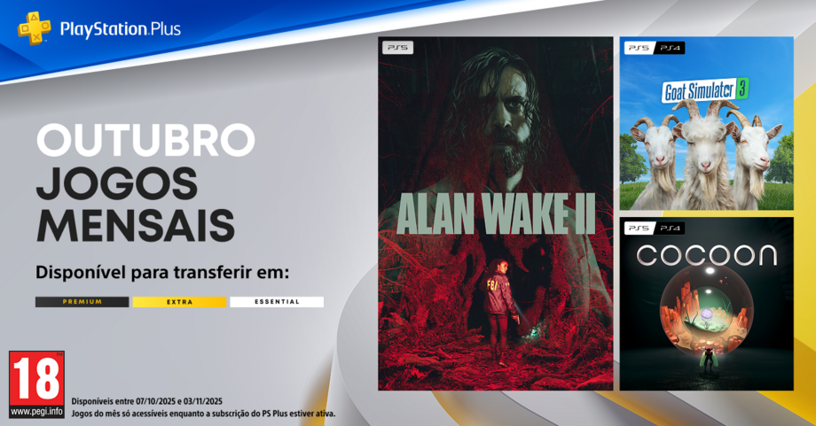Jogos mensais de outubro no PS Plus