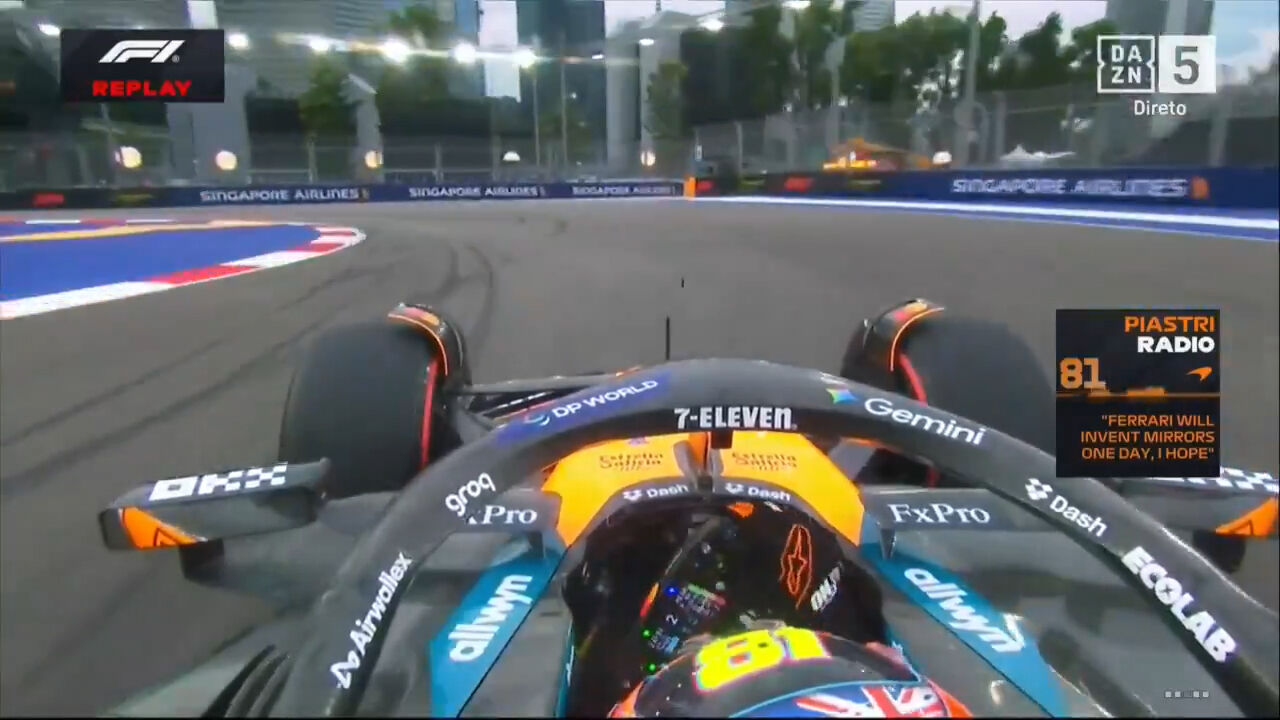 Piastri ironiza com Hamilton: "Ferrari vai inventar espelhos retrovisores um dia".
