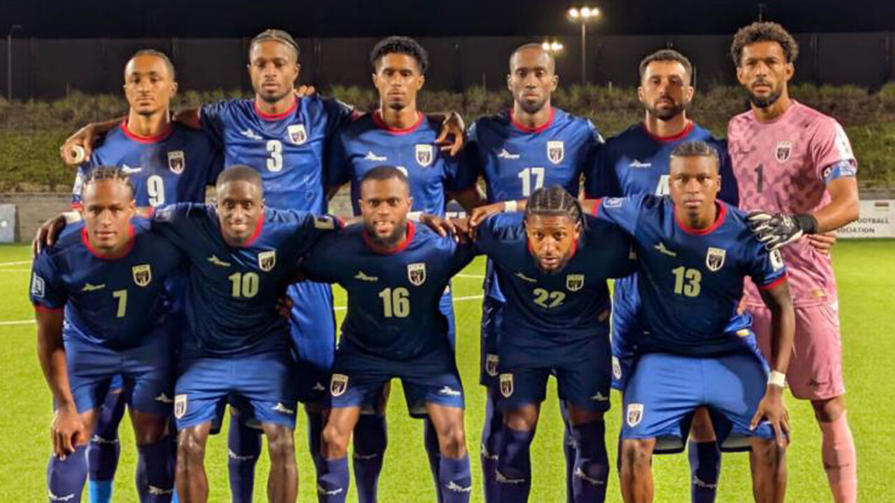 A seleção de Cabo Verde antes do jogo com a Líbia