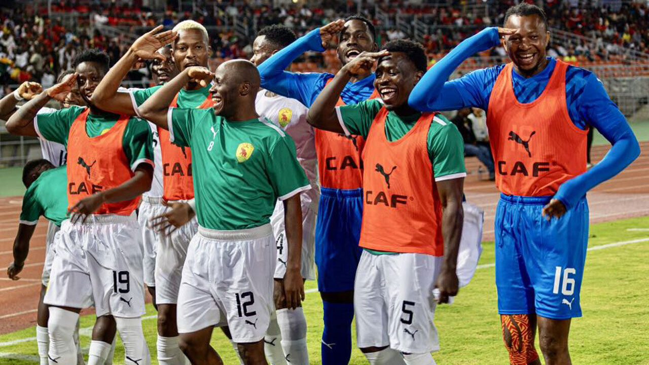Jogadores da Guiné-Conacri a festejar