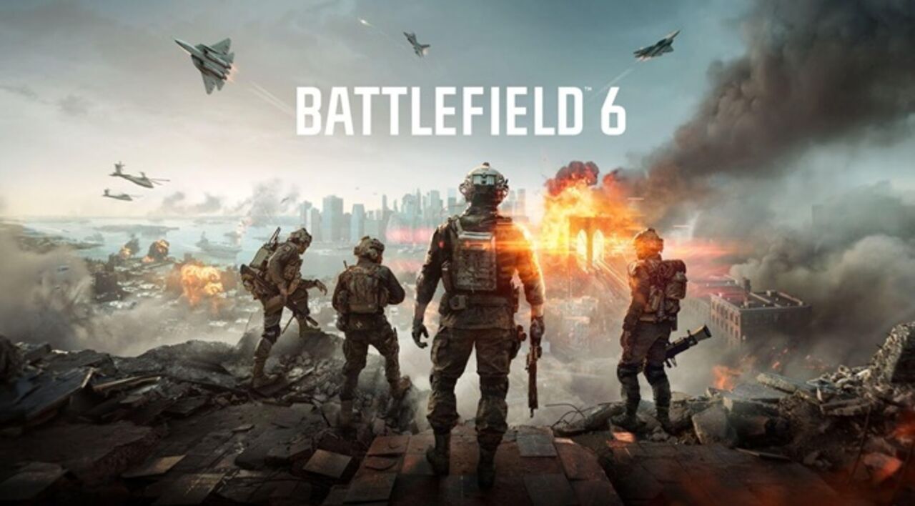 "Battlefield 6" com soldados em zona de guerra e aviões